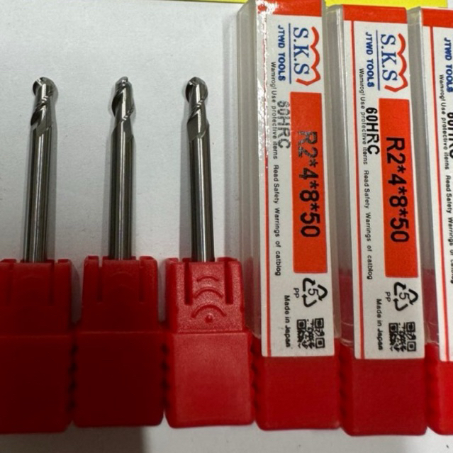 (R2) Dao phay ngón hợp kim chuyên nhôm 60HRC, 2F-R2*4*8*50