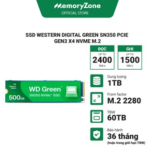 Ổ cứng SSD Western Digital Green SN350 500GB PCIe Gen3 x4 NVMe M.2 WDS500G2G0C - Bảo hành 36 tháng