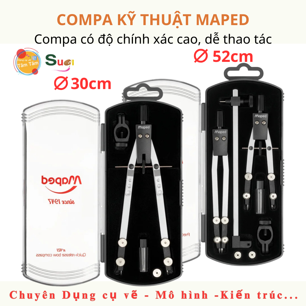 [ Tâm Tâm ] Compa vẽ đường tròn lớn , Compa vẽ kỹ thuật Maped , vẽ đường kính 50cm