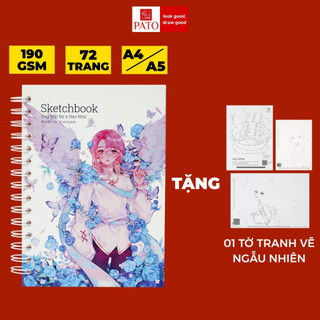   ONG MẶT BỰ  Sổ Vẽ Không Kị Tẩy - Sổ Phác Thảo The Wings - Sketchbook A5 190gsm Gọn Nhẹ Tặng Kèm Sổ Biểu Cảm 
