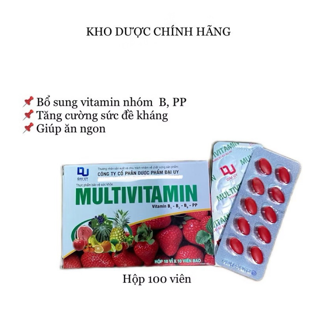 MULTI VITAMIN hộp 100 viên- Bổ sung Vitamin B1 - B2 - B6 - PP cho cơ thể