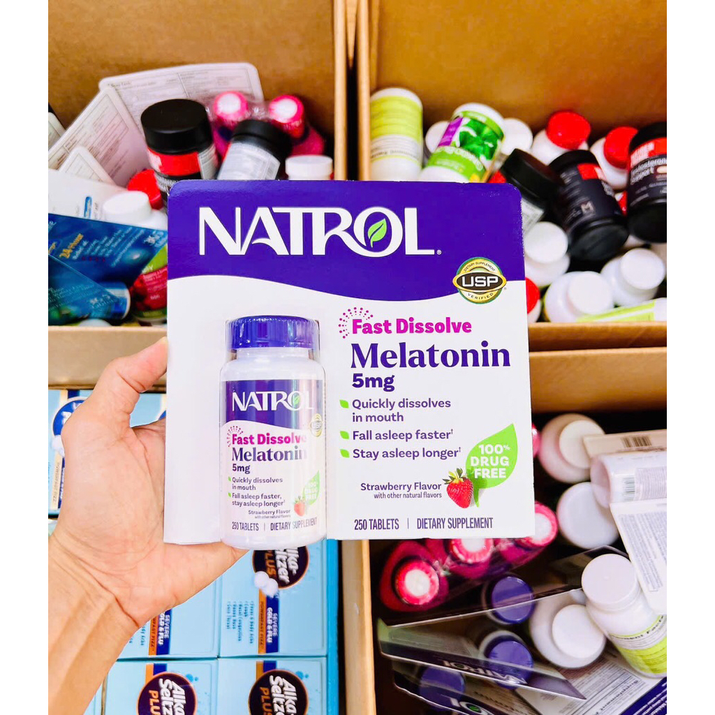 Hộp 250 viên ngậm Melatonin 5mg của Mỹ Natrol