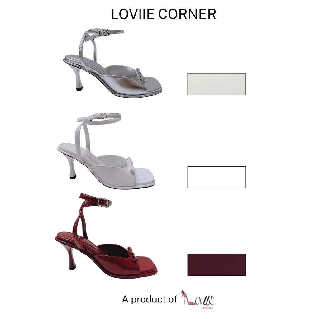 LOVIIECORNER - SANDAL CAO GÓT MŨI VUÔNG HỞ HẬU PHỐI NƠ - GIÀY CAO GÓT NỮ DỄ PHỐI ĐỒ - GÓT TRỤ LOE 7C