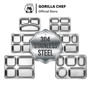  Khay cơm inox 304 cao cấp 3 4 5 ngăn sâu lòng phong cách Hàn Quốc Gorilla Chef khay nhà bếp bằng inox tiện lợi 
