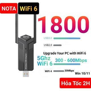   Hỏa Tốc  USB WiFi 6 AX 1800 mbps v3 thu WiFi 5Ghz giúp cải thiện tốc độ thu wifi cho PC máy bàn laptop 