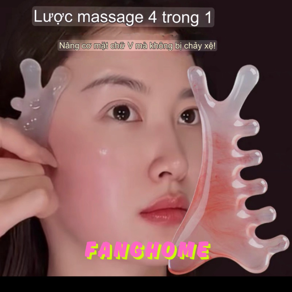 Dụng Cụ Massage Thon Gọn Mặt  - Lược Massage Guasha 4 Trong 1 Thư Giản Nâng Cơ Mặt Đa Năng - GUASHA
