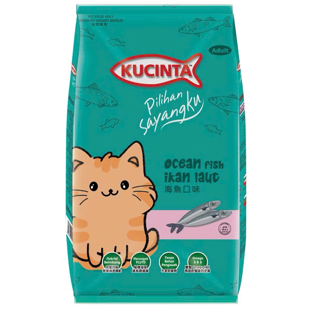 [BAO 8KG] KUCINTA 8KG [CÁ BIỂN] Thức ăn hạt cho mèo mọi lứa tuổi hỗ trợ tiết