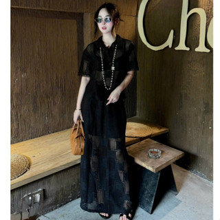 set đồ nữ sang chảnh,set áo chân váy dài,bộ ren áo cổ bẻ chân váy suông 2 màu xịn sò hot trend UD191