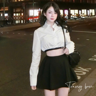set áo sơ mi chân váy,set đồ nữ sang chảnh,bộ sơ mi dài tay chân váy xòe hot trend sành điệu UD196
