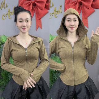 (40-90kg) Áo Khoác ĐŨA ĐỐM GÂN THUN LẠNH, Vải Mềm Mát, 4 TÚI Thun Nữ