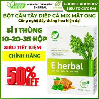 [Sỉ 1 Thùng 10-20-35 Hộp Kèm Siêu voucher] Bột Cần Tây Diếp Cá Mix Mật Ong Eherbal Sấy Thăng Hoa