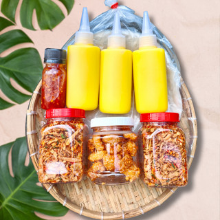 [COMBO 3 BƠ] Bánh tráng phơi sương 250g, muối tép hành phi 200g, bơ béo 300g