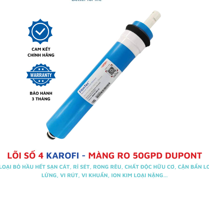 Màng RO Karofi - Lõi số 4 - Màng RO 50GPD Karofi (Hàng có tem bảo hành Karofi)