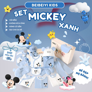 Set Quần Áo Sơ Sinh Cao Cấp Thu Đông Mickey Mouse - Cotton 100% Mềm Mịn, Thoáng Khí, An Toàn Cho Bé