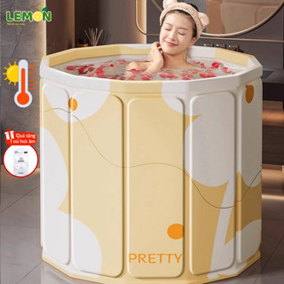 Bồn tắm gấp gọn cho người lớn LEMON cao cấp 7 lớp giữ nhiệt 3h, Bể bơi gấp gọn cho bé dung tích 150L