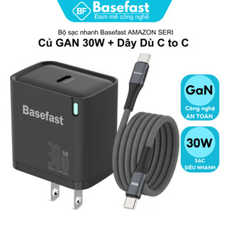  Bộ sạc nhanh 30W Basefast cục sạc GAN cáp 2 đầu Type C 1-2M công nghệ chống quá tải nhiệt 