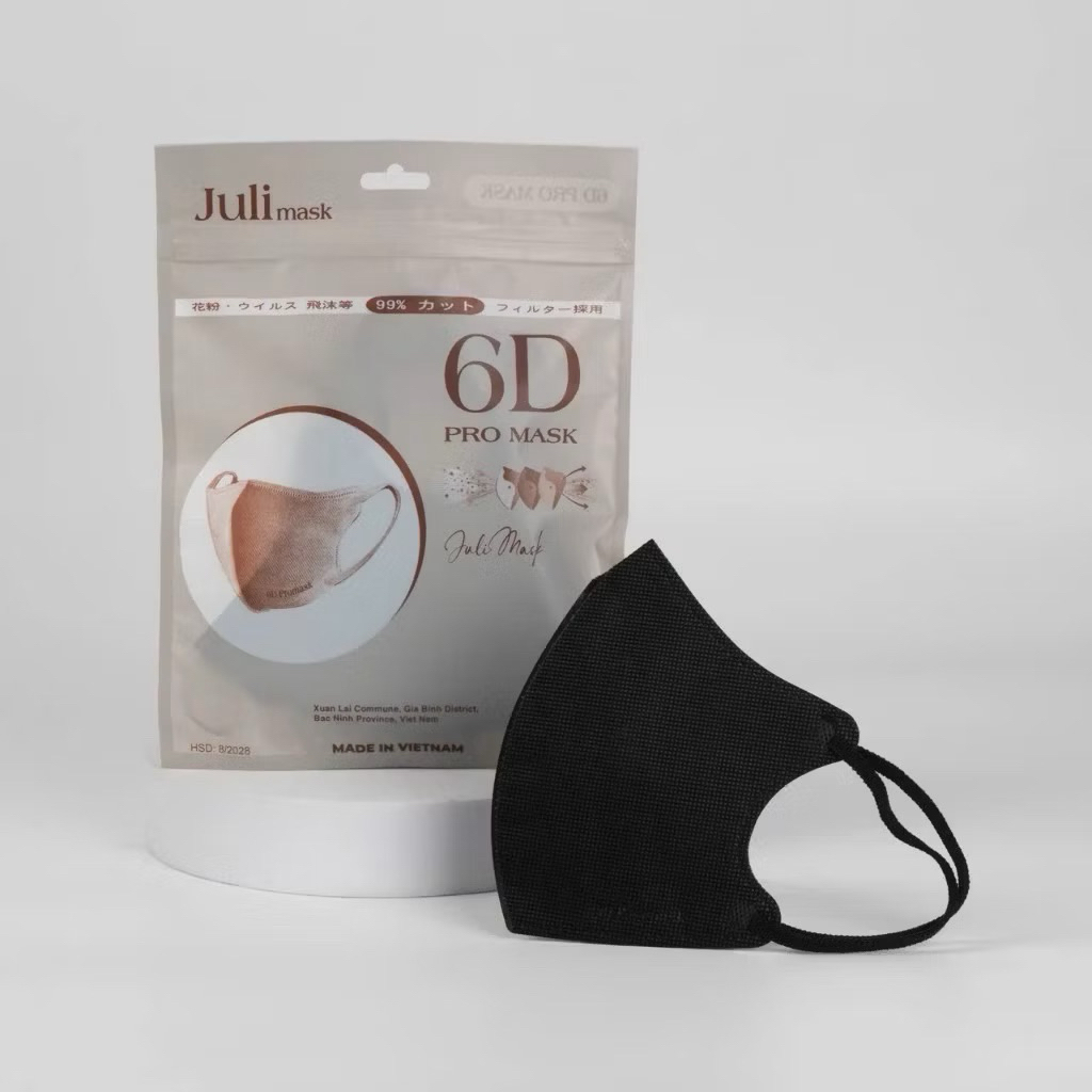 Khẩu trang kháng khuẩn 6D JULI Promask thời trang, mỏng nhẹ, không đau tai