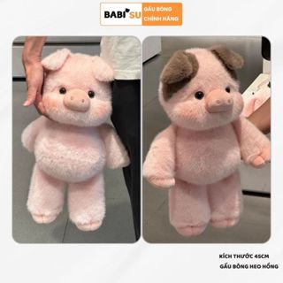 Gấu bông con heo lông tơ non dễ thương, thú nhồi bông lợn hồng nhún nhảy làm quà tặng cho bé