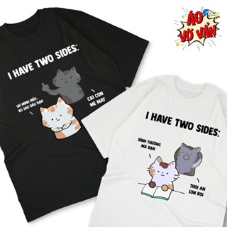 Áo Vớ Vẩn - Áo Thun Con Mèo 2 Mặt Cute Hài Hước Đáng Yêu - Premium Cotton Oversize Nam Nữ mùa hè