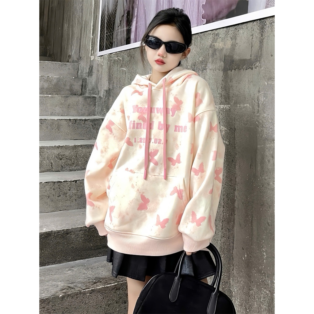 (14-48kg) Áo nỉ hoodie bé gái, áo nỉ có mũ cho bé gái chất nỉ bông vừa tay in hình 5D cho bé 14-48kg