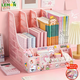  Kệ Sách 4 Ngăn Để Bàn Học LEMON Đựng Đồ Trang Trí Decor Bàn Học Kệ Đựng Tài Liệu Văn Phòng Đựng Bút 