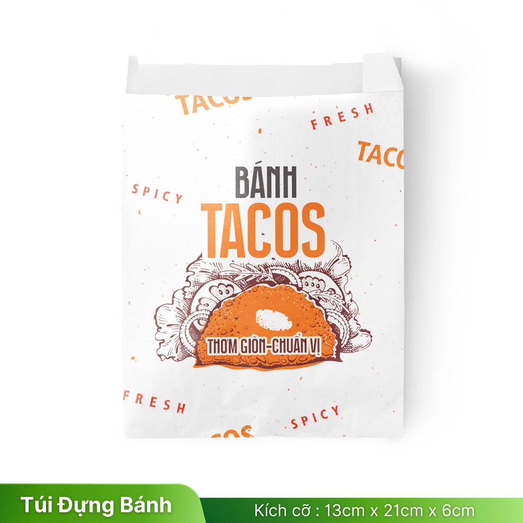 100 Túi Giấy Kraft Đựng Bánh Tacos