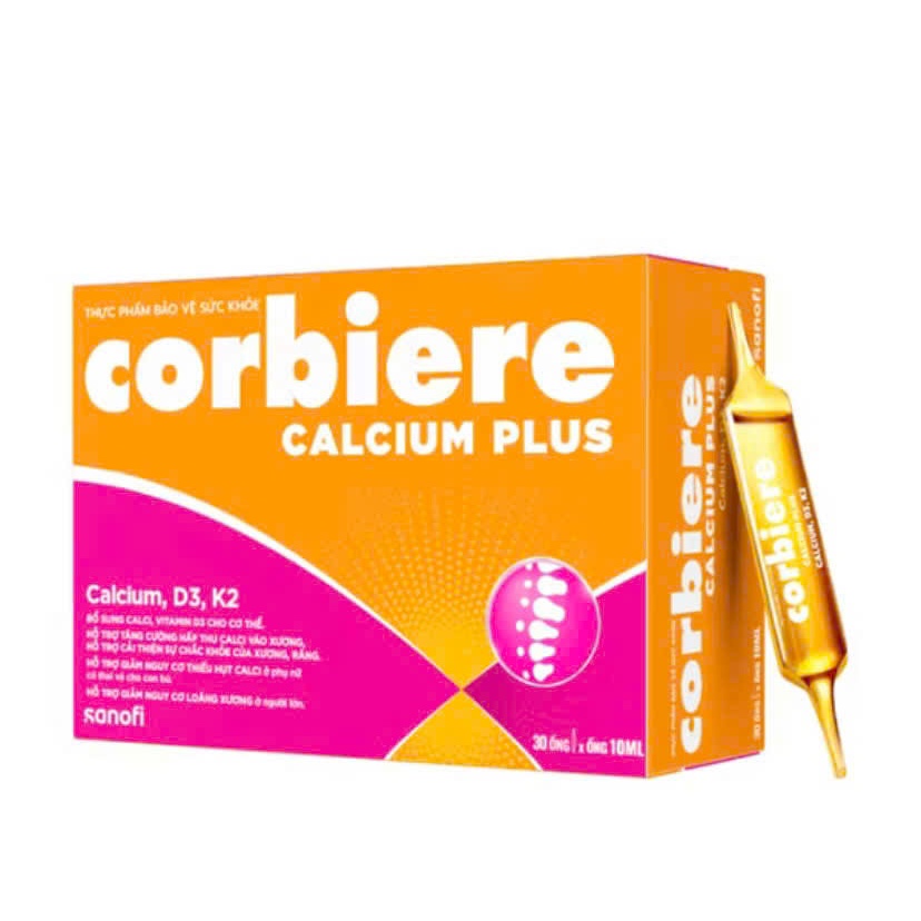 Combo 3 hộp Calcium Corbiere Plus Bổ sung Canxi D3 K2 Sanofi 10 ML Hộp 30 ống.