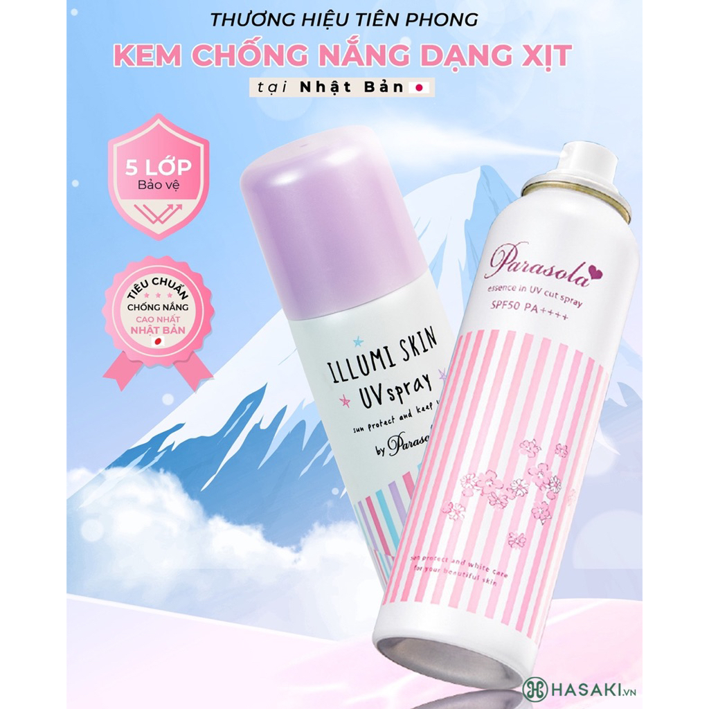 Xịt Chống Nắng Naris Cosmetics Parasola Illumi Skin UV Spray SPF50+/PA++++