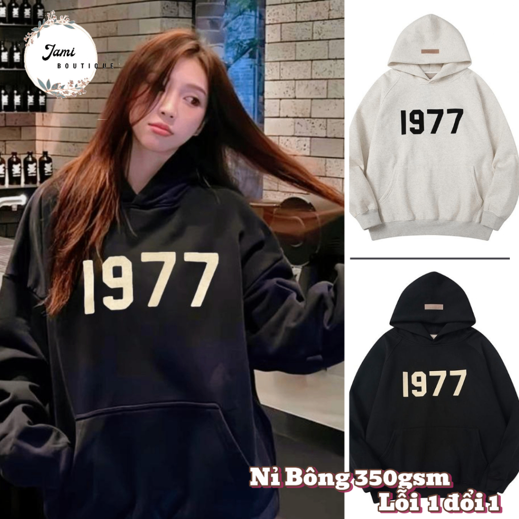 Áo Hoodie Essentials 1977, 100% In Cao Su Nổi, Mũ To 2 Lớp, Vải Nỉ Bông 350gsm-Không Xù_HD035