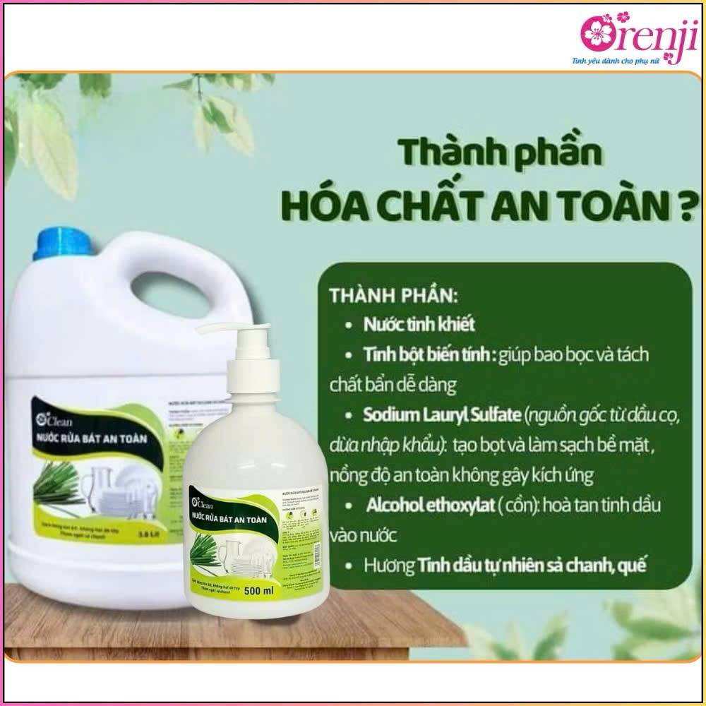 Nước rửa chén an toàn Oclean 3.8L