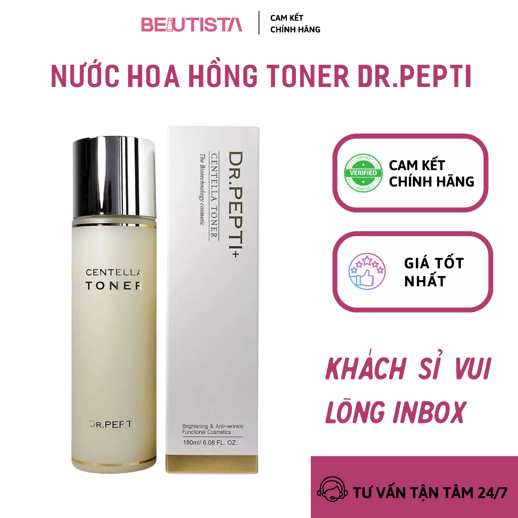Nước hoa hồng Dr Pepti Toner Dr.Pepti Centella Toner chiết xuất rau má 180ml cấp ẩm cân bằng độ PH