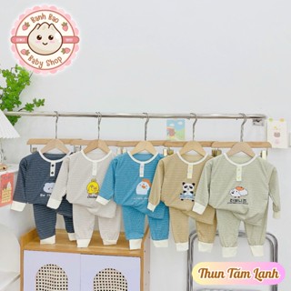 [Mẫu Mới + Freeship] Bộ Dài Tay Bé Trai Bé Gái Thun Tăm Lạnh Mỏng Mát Họa Tiết NOEL Cho Bé 6-16Kg  Dưới 3 Tuổi