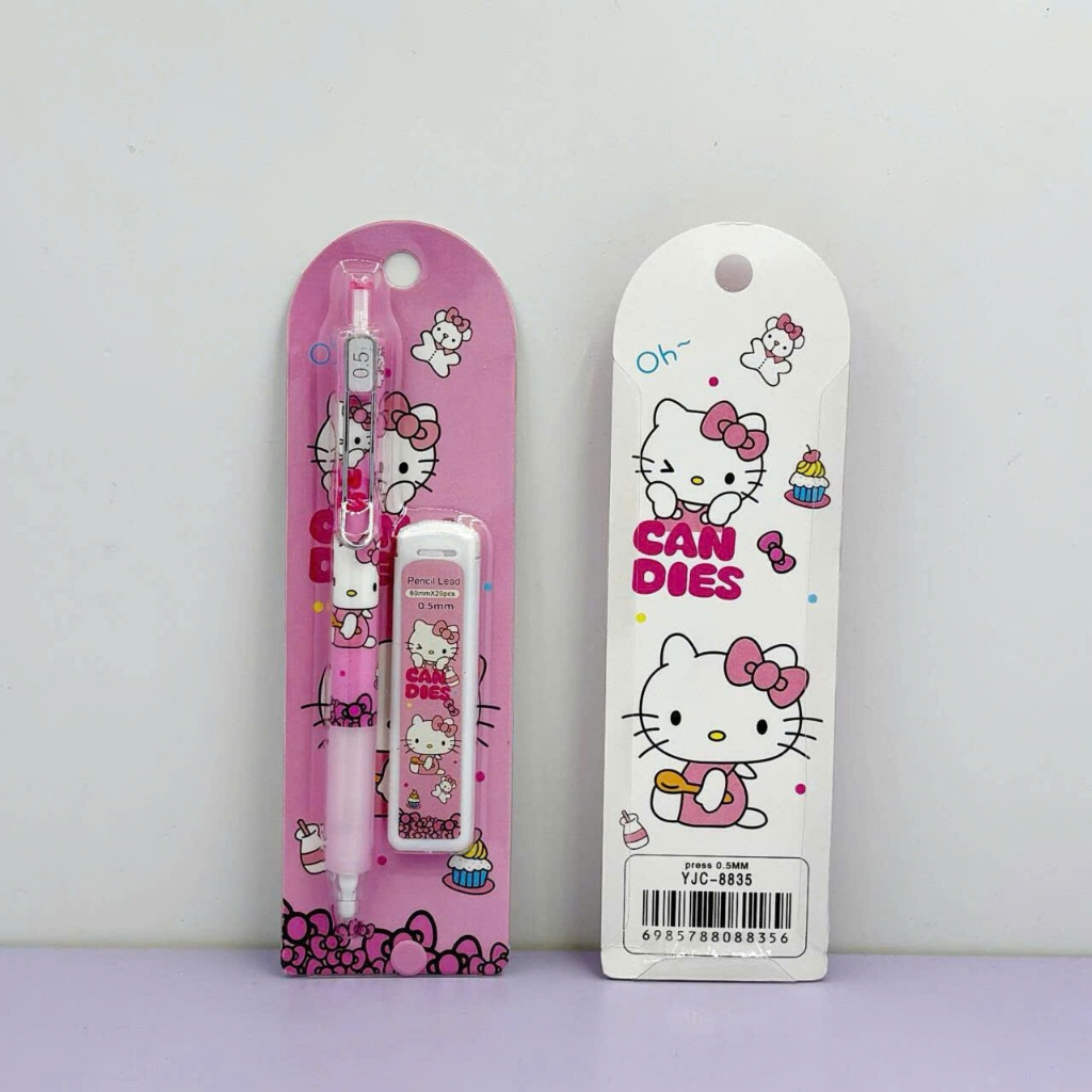 Set Bút Chì Bấm Hello Kitty 0.5mm Kèm Ngòi Thay