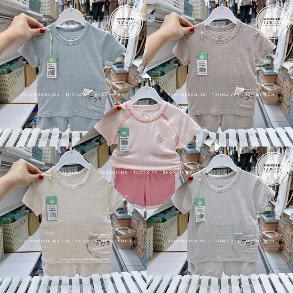 HRNEE Bộ ngắn tay cho bé trai bé gái hãng HRNEE