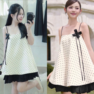  Đầm hai dây chấm bi đính hoa viền váy đen cực xinh đầm babydoll đáng yêu cho nữ đi chơi dự tiệc sang trọng hot hit 