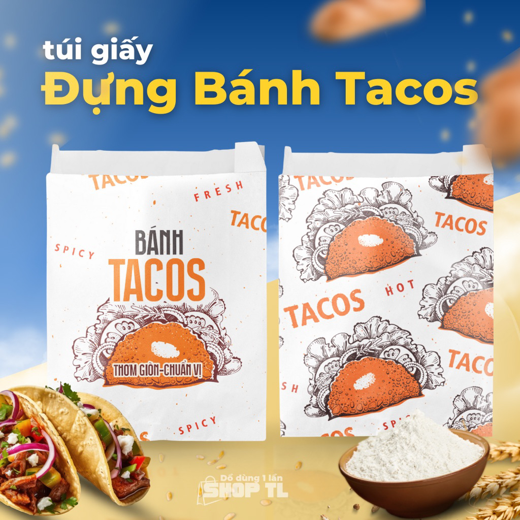 100 Túi Giấy Kraft Đựng Bánh Tacos