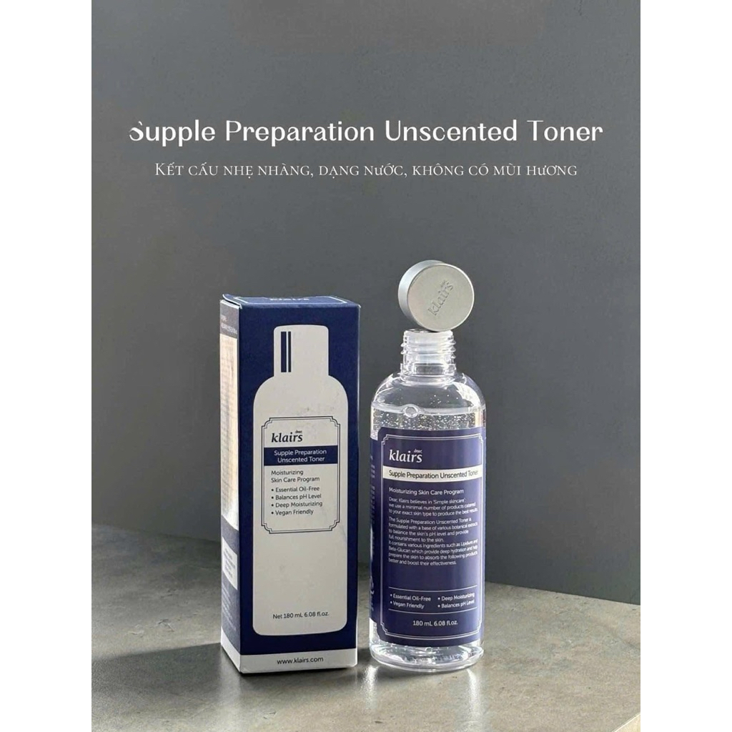 [CTY] Nước hoa hồng Dear, Klairs Supple Preparation Unscented Toner 180ml (mới)