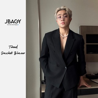 Áo khoác Blazer nam kẻ sọc vải Tweed kẻ sọc cao cấp - JK0305