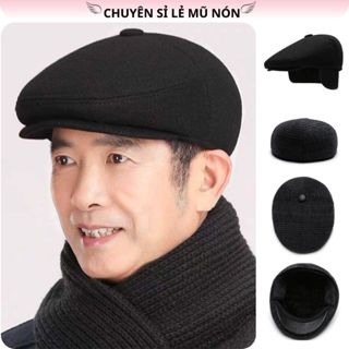 Mũ bấm có tai che, mũ nồi ông già đội giữ ấm mùa đông, nón giữ ấm tai cho người trung niên