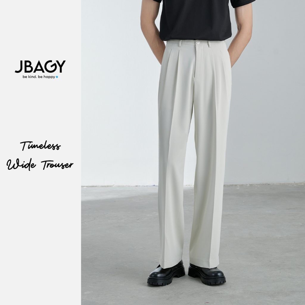 Quần tây nam ống rộng xếp ly suông đứng, cạp cao hách dáng chất vải lụa chống nhăn JBAGY - JD0108