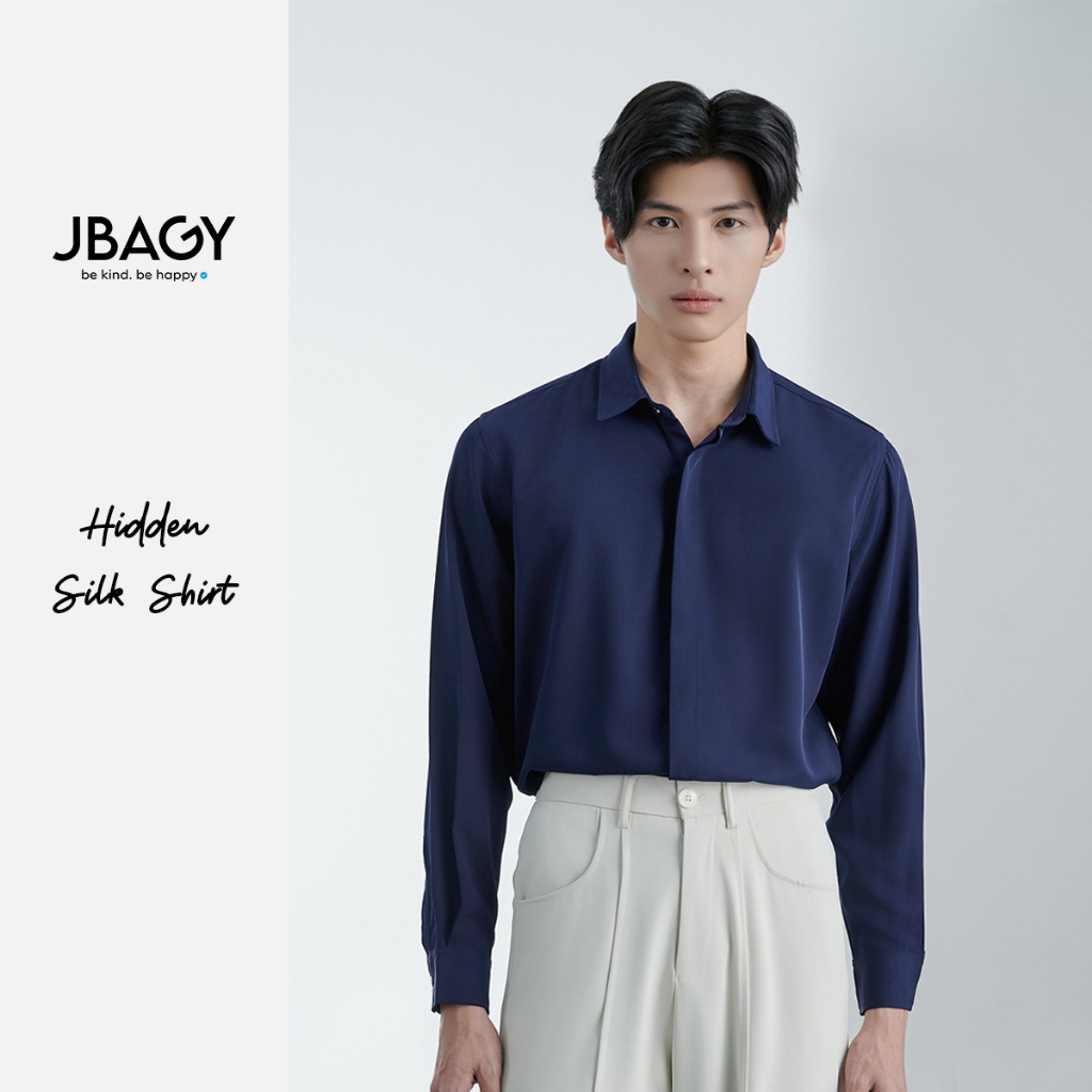 Áo sơ mi nam Jbagy Cúc Ẩn form rộng vải lụa ít nhăn - JS0103