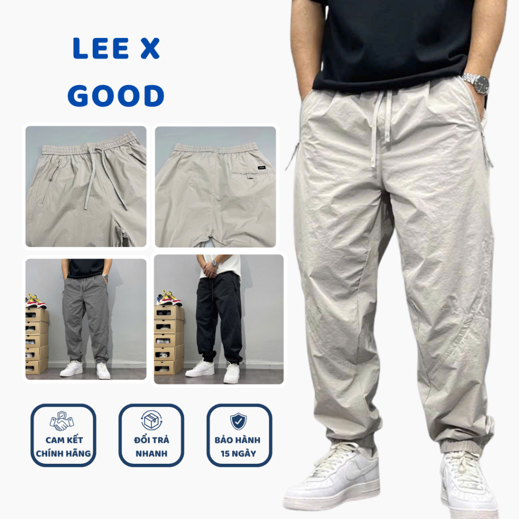 Quần Gió Thể Thao Nam Nữ Lee X Good Chất Gió Cao Cấp Thoáng Mát, Chống Nhăn Form Jogger Cao Cấp Dễ M
