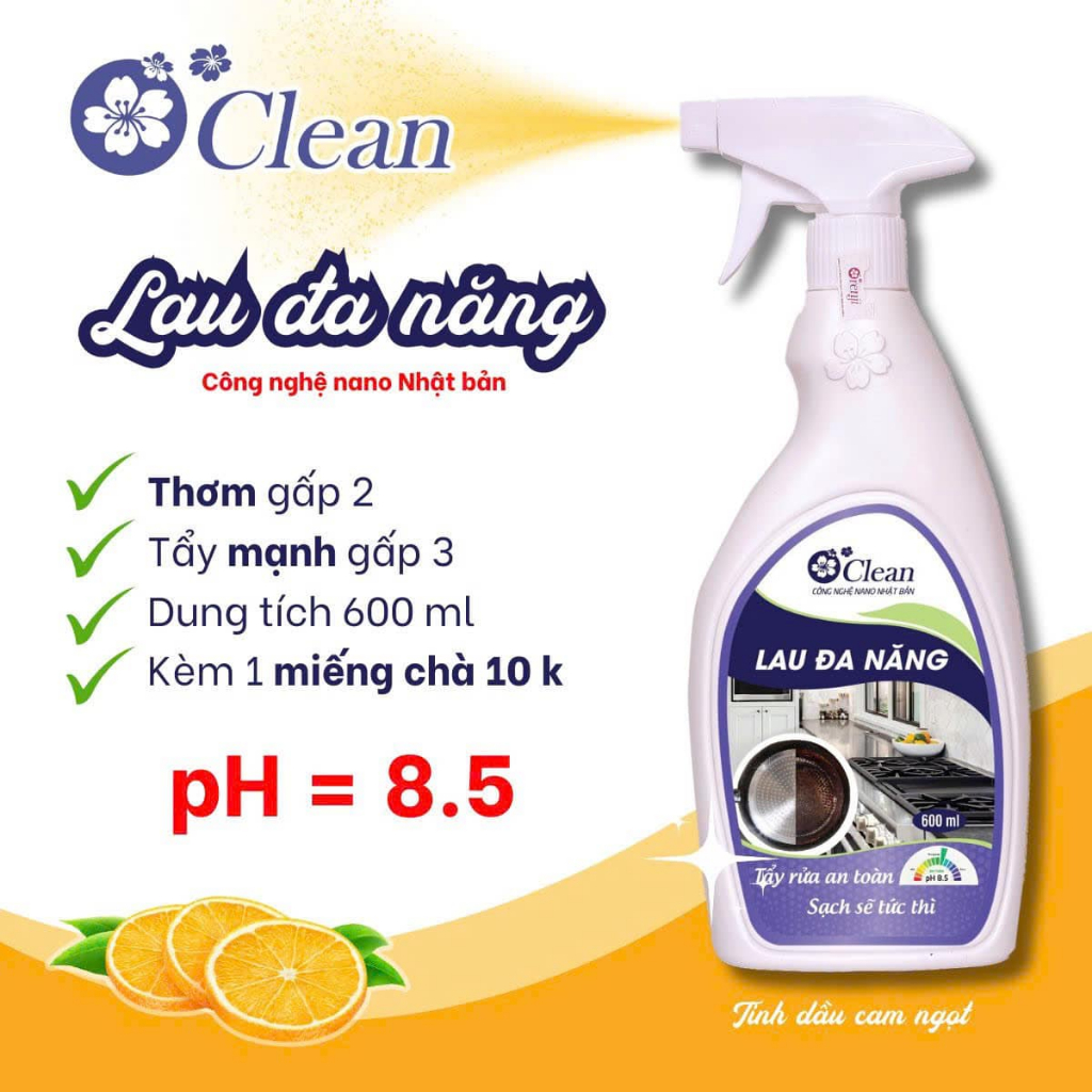 Lau đa năng Oclean tẩy sạch vết bẩn cứng đầu