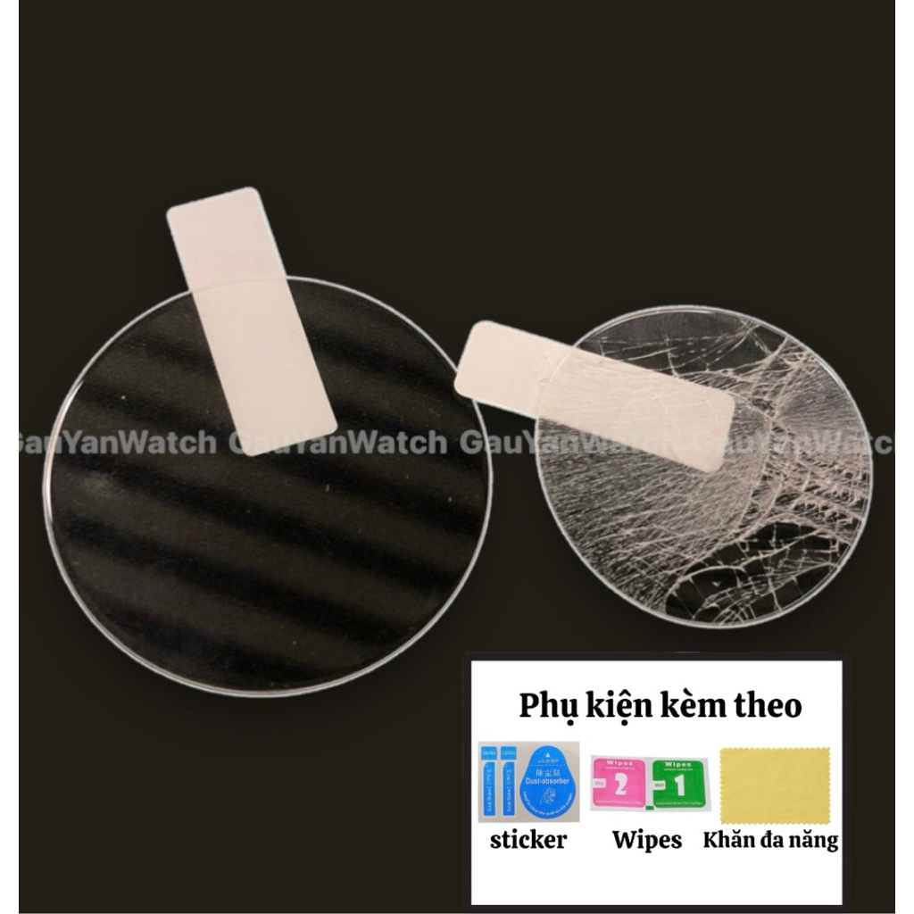 Miếng dán kính Cường lực bảo vệ cho các loại mặt kính đồng hồ hình tròn có kích thước từ 25mm-44mm