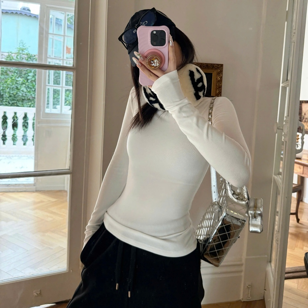 Áo Thun Giữ Nhiệt Nữ Dài Tay JUSTDUN A8 Cổ Tròn, Cotton Mịn Dày Dặn, Siêu Co Giãn Mềm Mại, Tôn Dáng ,Giữ Nhiệt | BigBuy360 - bigbuy360.vn