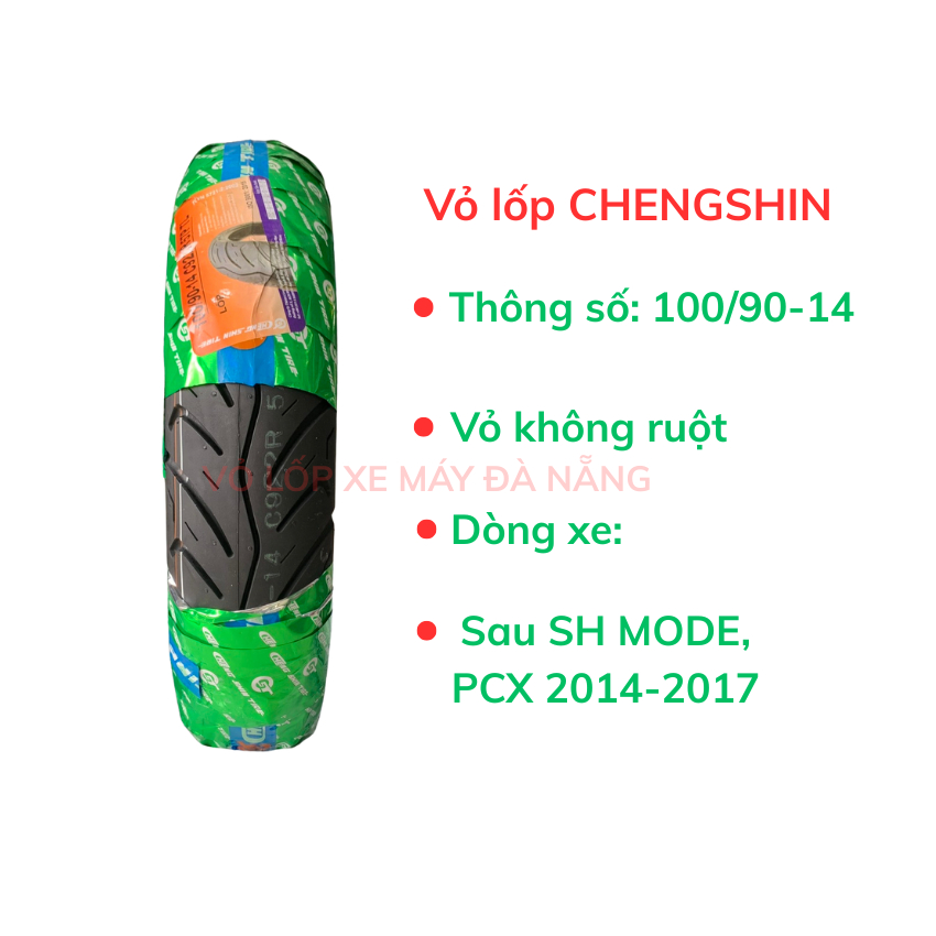 Vỏ lốp Chengshin size 100/90-14 gắn cho sau SH MODE, PCX 2014-2017. Vỏ không ruột(săm)