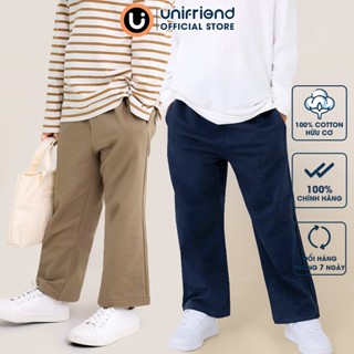 Quần dài dáng suông mùa thu đông vải cotton spandex cho bé trai và bé gái Unifriend Hàn Quốc U950D