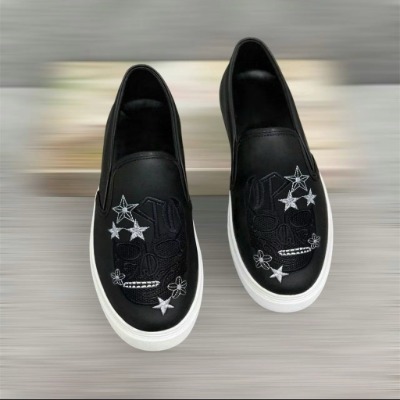 Giày slipon nam quai da PU, thêu Logo chữ thập siêu đẹp, đế cao su đúc, phiên bản cao cấp