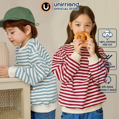Áo sweater dài tay vải cotton da cá dày vừa thu đông cho bé trai và bé gái Unifriend Hàn Quốc U900F, Size 2-12 tuổi