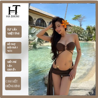 [BKN 1017] Set đồ bơi đi biển phối Khoen NÂU TÂY SLAY sang chảnh tôn dáng HÀ BIKINI